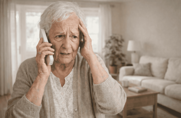 Ein Mann bei der Herzinfarkt-Nachsorge zuhause mit einer Betreuungskraft, die im Haushalt hilft., Auf dem Bild ist eine Frau völlig erschöpft am Tisch sitzend. Sinnbild für Pflegende Angehörige entlasten., Eine Frau mit Demenz sitzt munter am Fenster und schaut heraus., Eine Frau steht im Vordergrund. Auf der linken Seite steht sie im Büro, auf der rechten Zuhause bei Ihrem Vater. Sinnbild für Vereinbarkeit von Pflege und Beruf., Problem der Pflege 2026: Eine Frau steht verzweifelt vor einem Pflegeheim vor einem Schild "Wir sind vollständig belegt - Ihr Pflegeheim", Ein Mann erleidet einen Schlaganfall, sein Sohn neben ihm ruft bereits den Notruf an. Sinnbild für die Pflege nach Schlaganfall, Geldscheine und Münzen in aufsteigener Höhe aufgestellt mit einem Pfeil nach oben und einem Fragezeichen - Sinnbild für Rentenerhöhung 2026, Eine Tochter will die Pflege organisieren am Telefon und vor dem Laptop. Im Hintergrund sieht man den Vater, Zeitung lesen., Eine besorgte ältere Frau wird Opfer des Enkeltrick., Die gesetzliche Betreuung erklärt einem Mann die Dokumente auf dem Tisch.